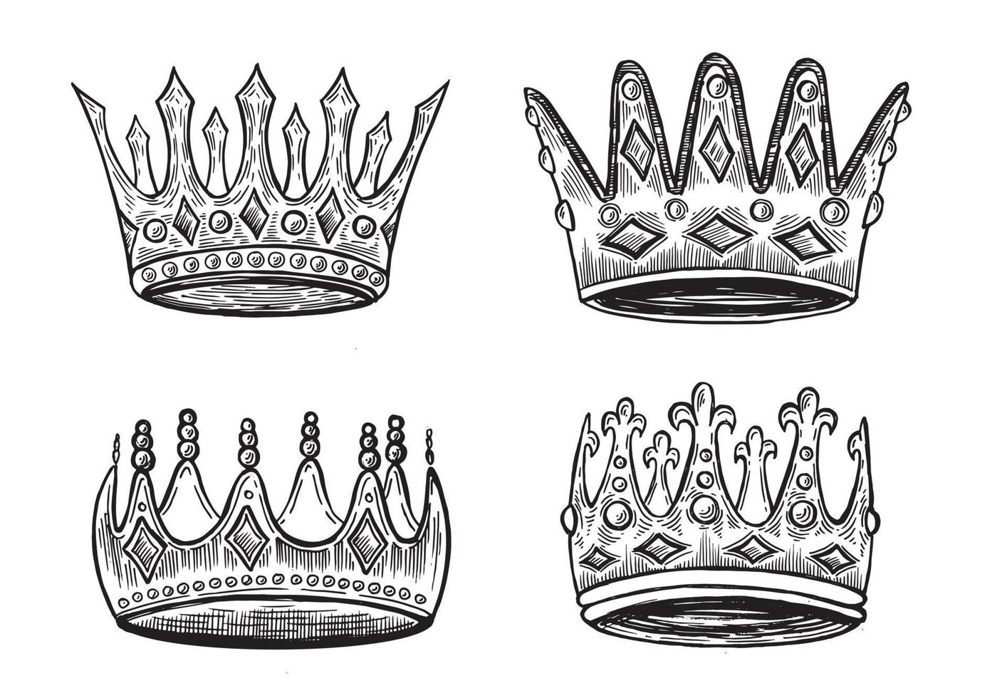 Crown hand drawn illustrations. Vector. vector