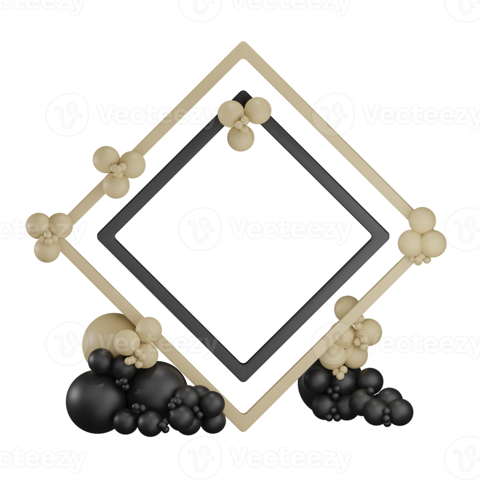 Illustrazione della decorazione geometrica del matrimonio 3d con rendering 3d di sfondo trasparente png