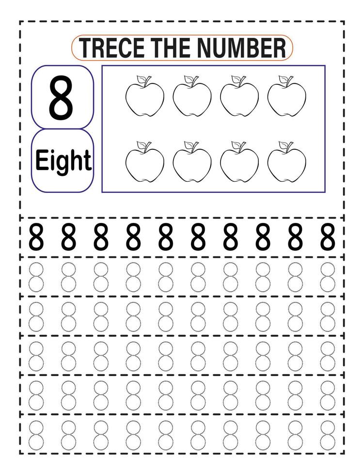 Trace the number for Preschool or Kindergarten kids to improve basic