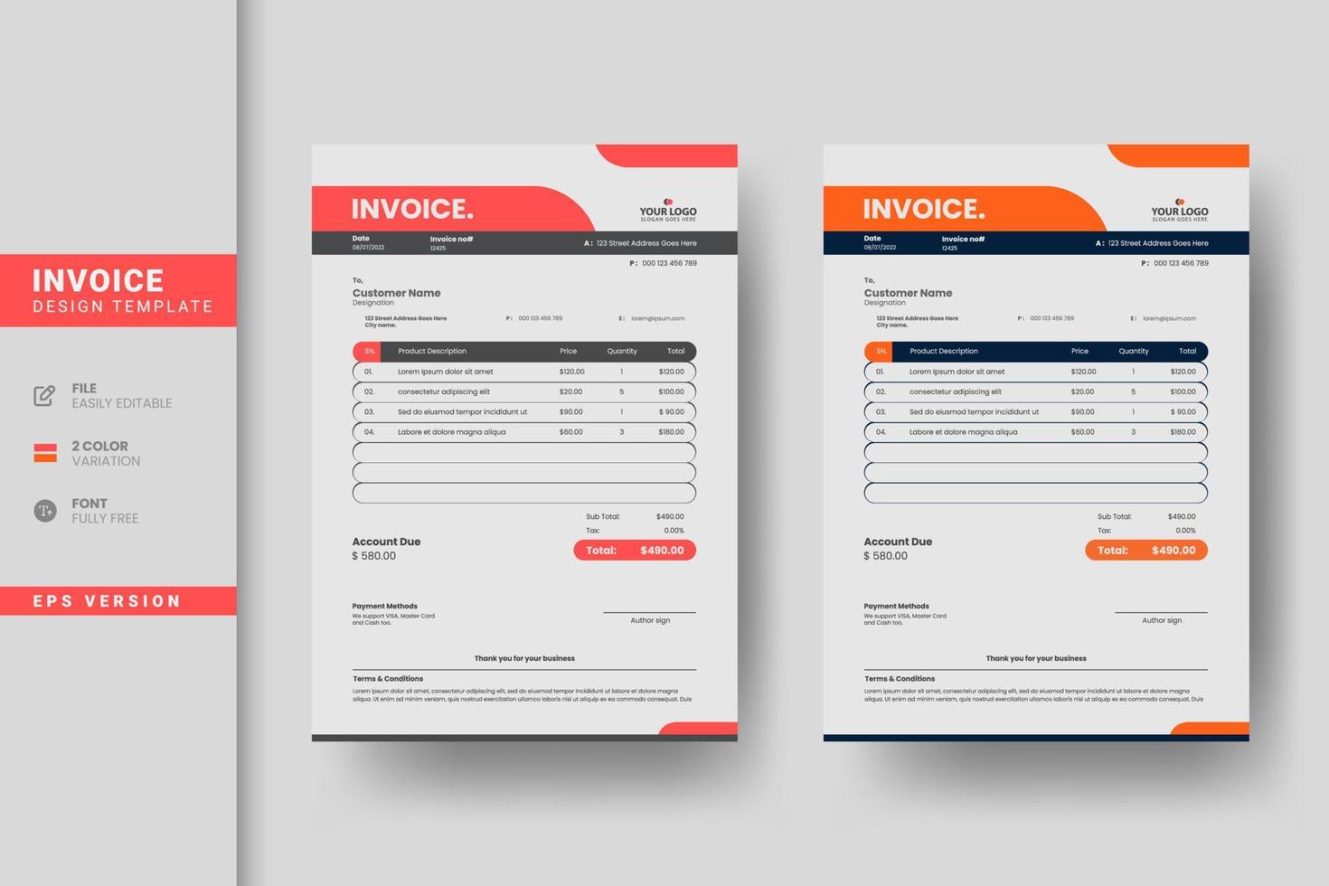 Modern and creative business invoice design vector