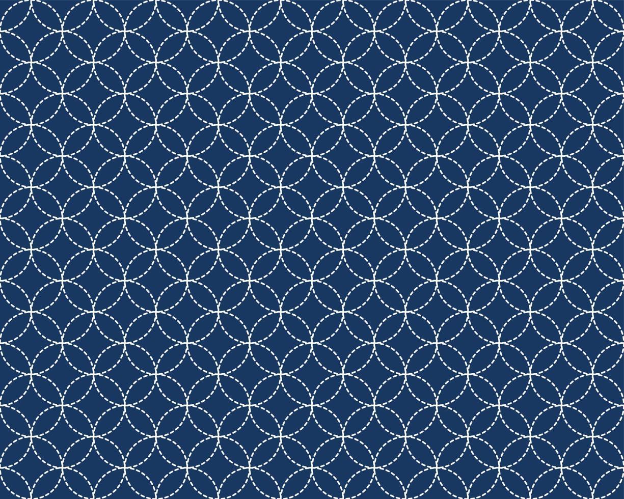 patrón sin costuras de sashiko japonés. fondo índigo. delgada línea blanca sobre fondo de pantalla azul. vector
