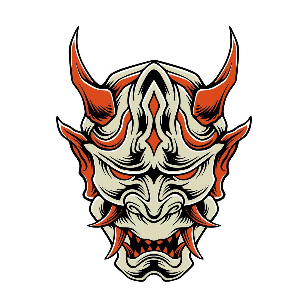 Japanese samurai demon mask vector