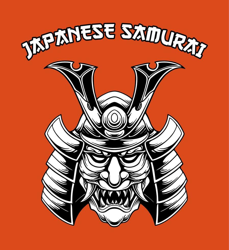 Ilustración de vector de casco samurai japonés