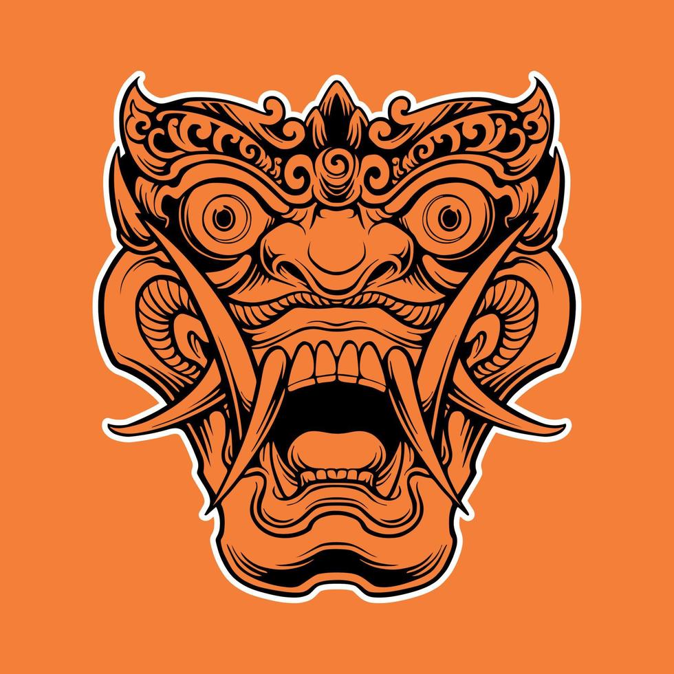 Japanese samurai demon mask vector
