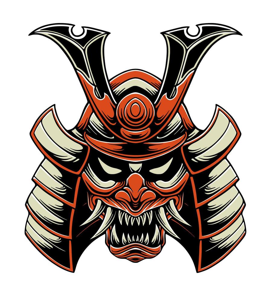 Ilustración de vector de casco samurai japonés