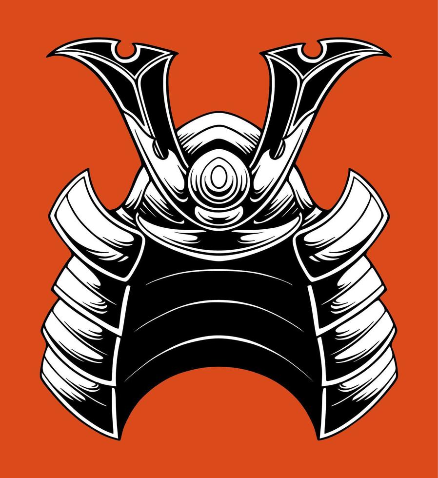 Ilustración de vector de casco samurai japonés