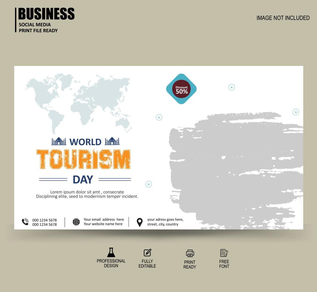 Travel and tour flyer banner or poster design template vector