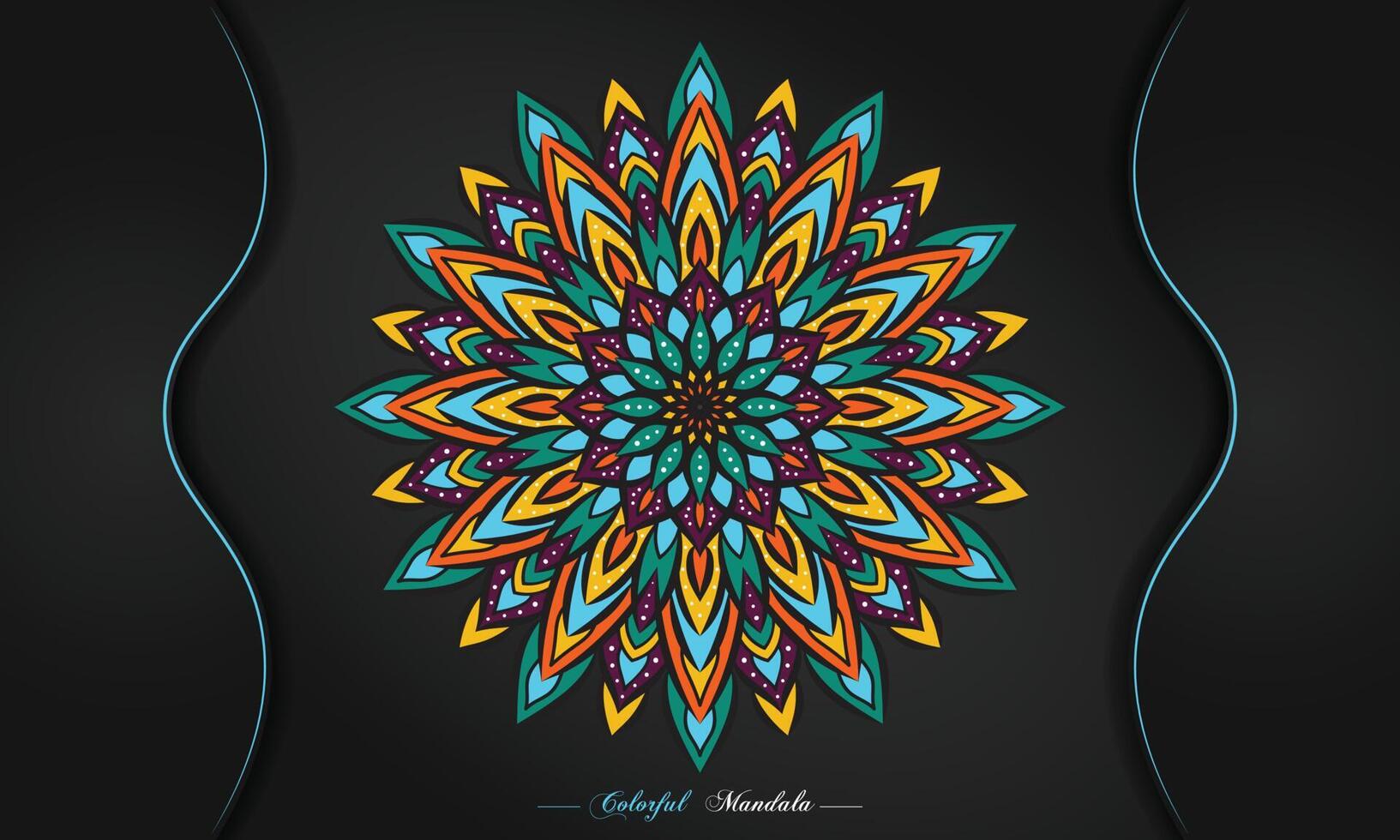 fondo de diseño de mandala colorido, mandala geométrico y decorativo para impresión, afiche, portada de libro, folleto, volante, pancarta vector