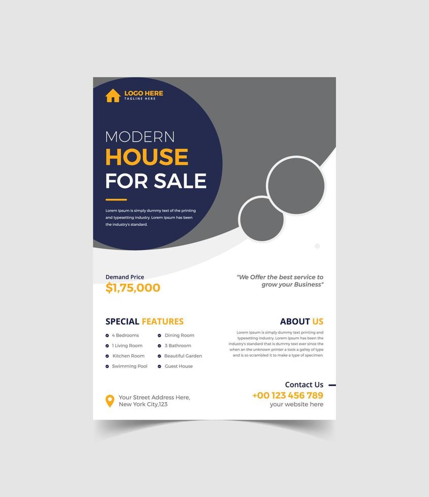 Corporate modern real estate flyer vector template design