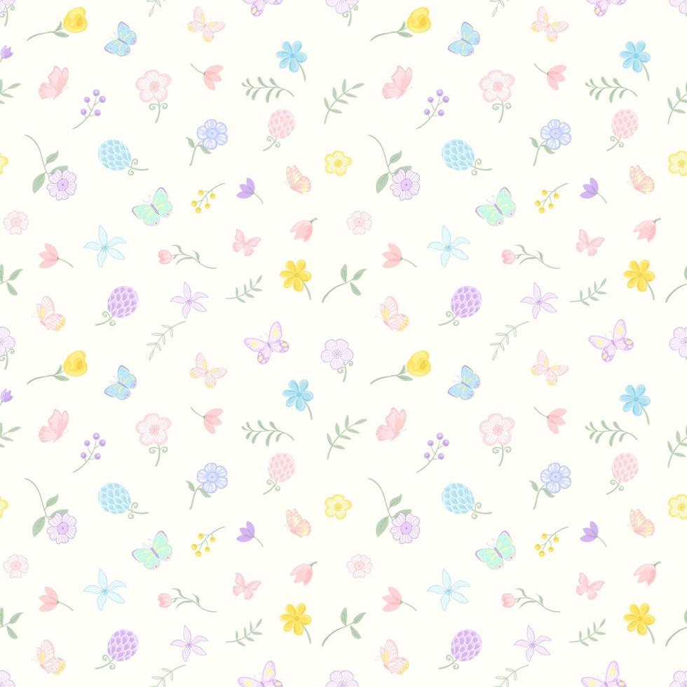 illustration Beautiful butterfly and flower botanical leaf seamless pattern for love wedding valentines day or arrangement invitation design greeting card vector