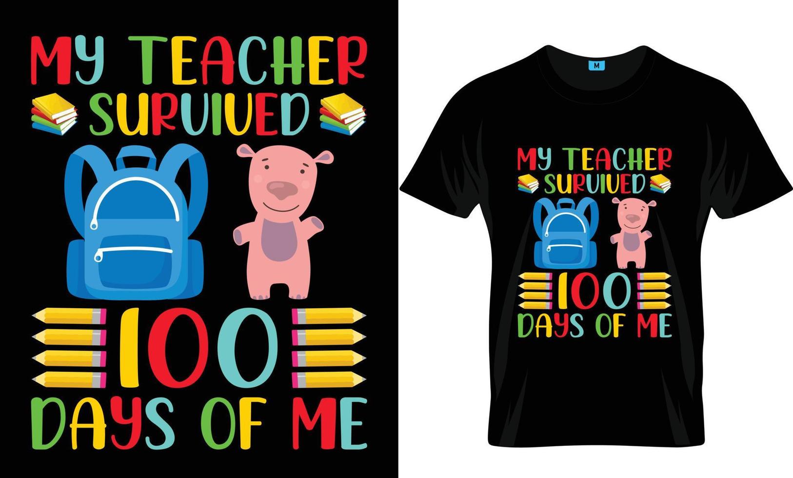 100 Day Of School T-shirt Design vector