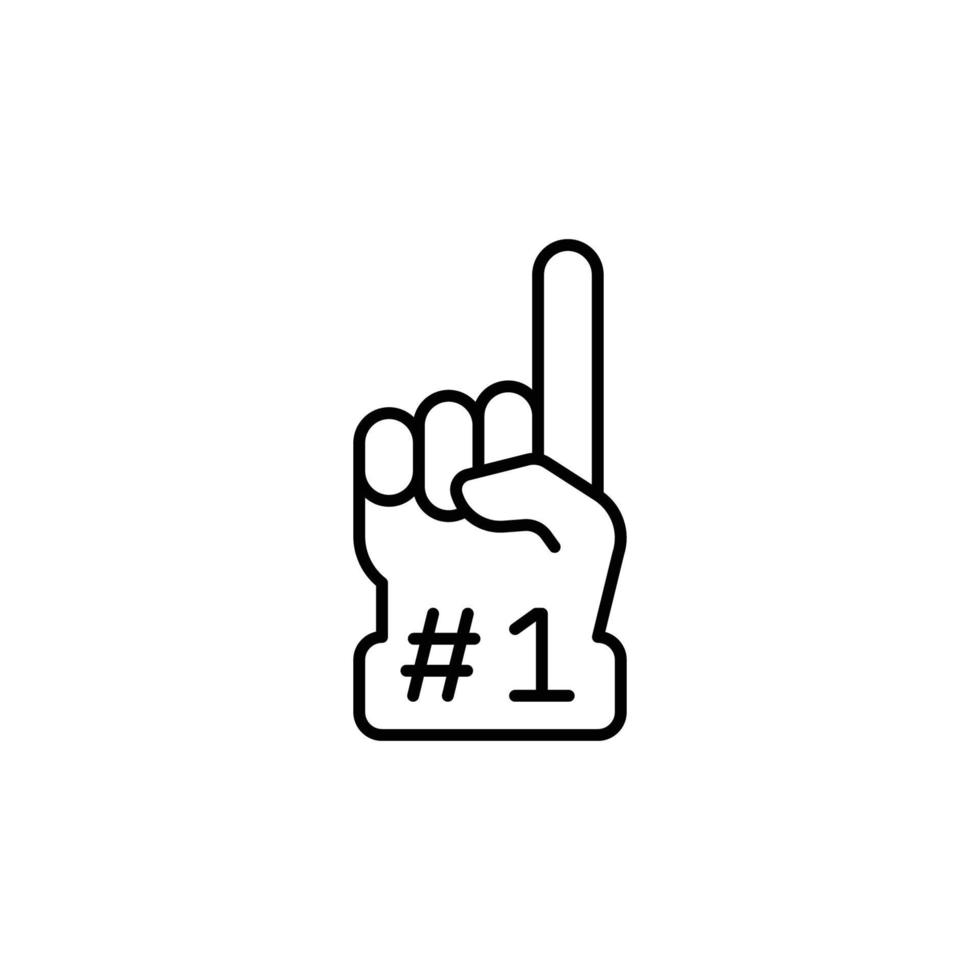 Number 1 foam glove icon. Simple outline style. Fan logo hand with finger up. Thin line vector illustration isolated on white background. EPS 10.