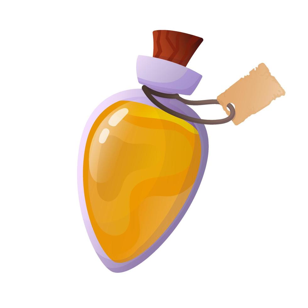 Magic potion. Cartoon game interface elements, alchemist bottles with elixir vector