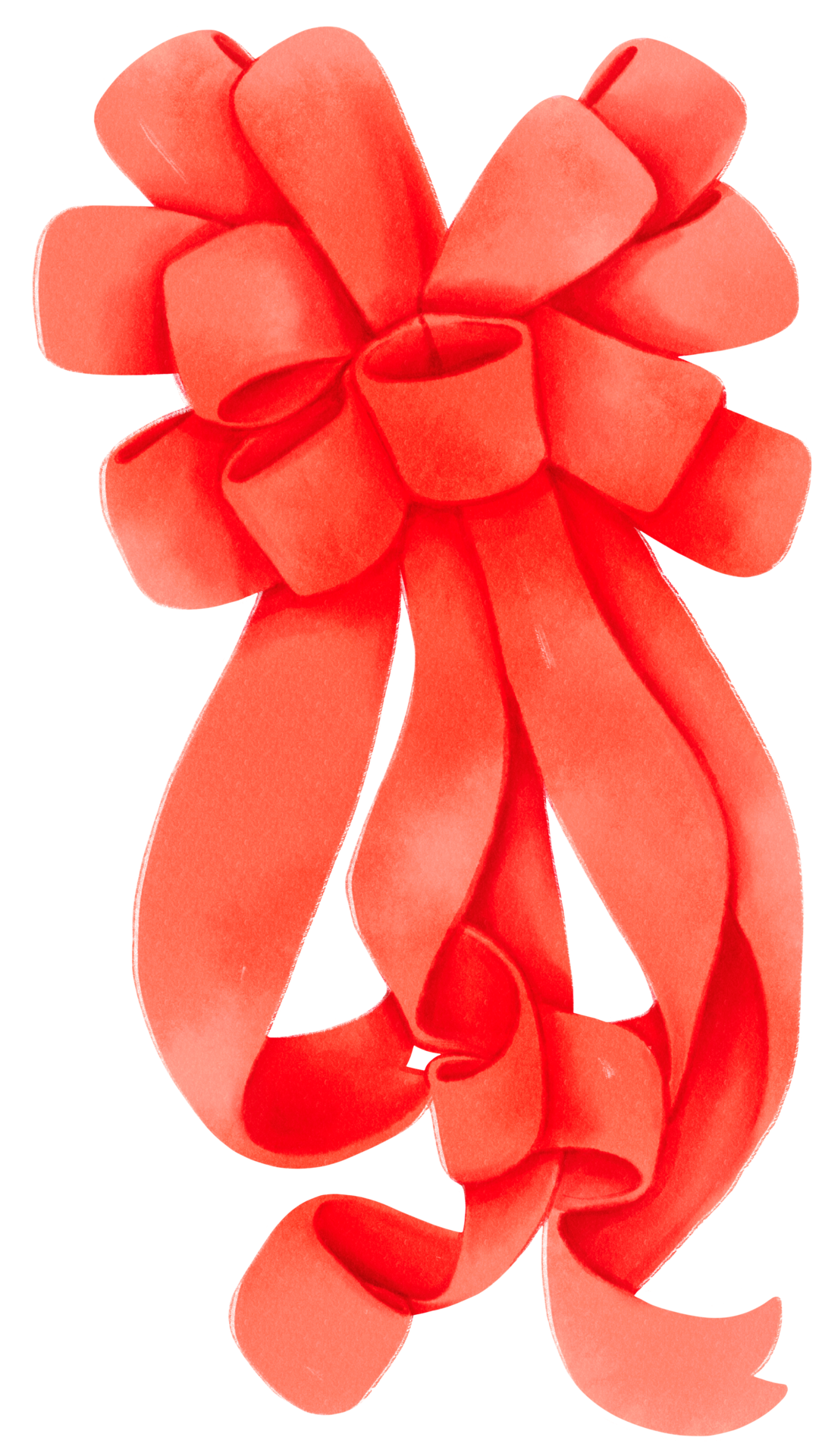 Red gift ribbon bow illustrations hand painted watercolor styles