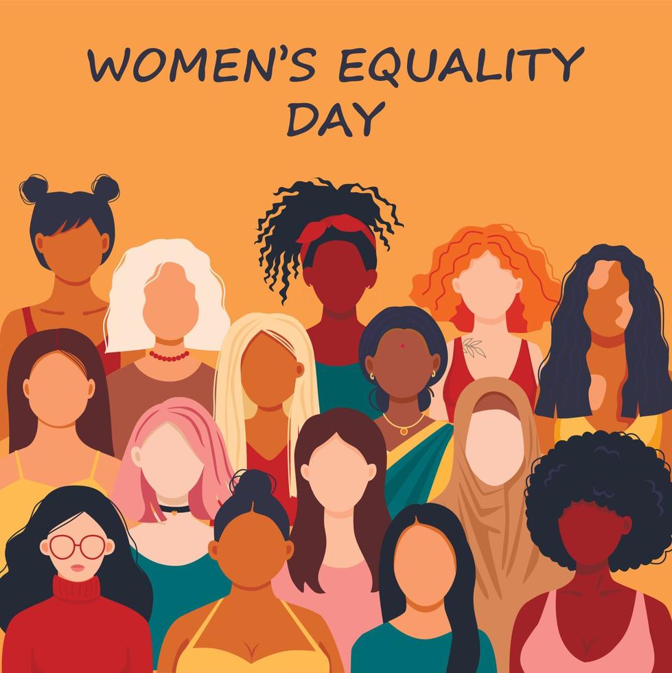 Women's Equality Day. Female holiday in United States, celebrated annually in August 26. Women right history month. Feminism concept. Vector illustration