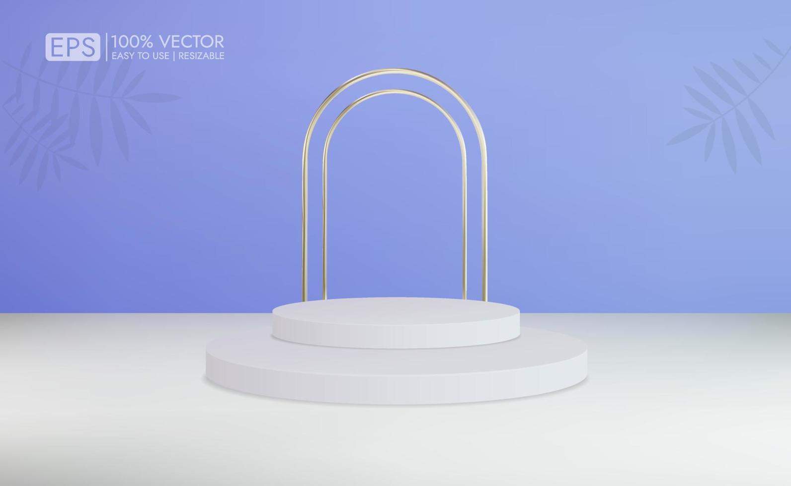 Realistic podium with gold bars for minimal scene product display. vector rendering on bright background. minimal studio room scene