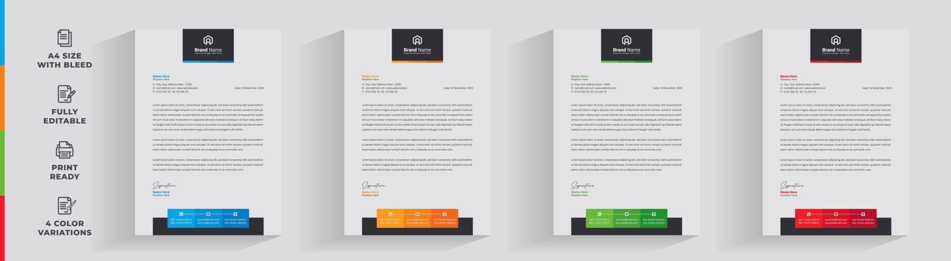 letterhead corporate A4 size minimal clean creative informative abstract business company design template vector