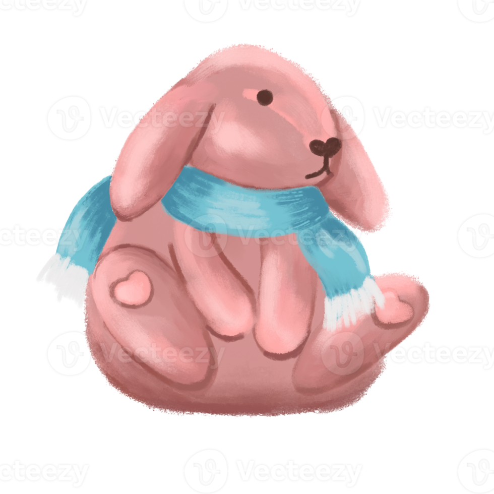Cute rabbit in a blue scarf png