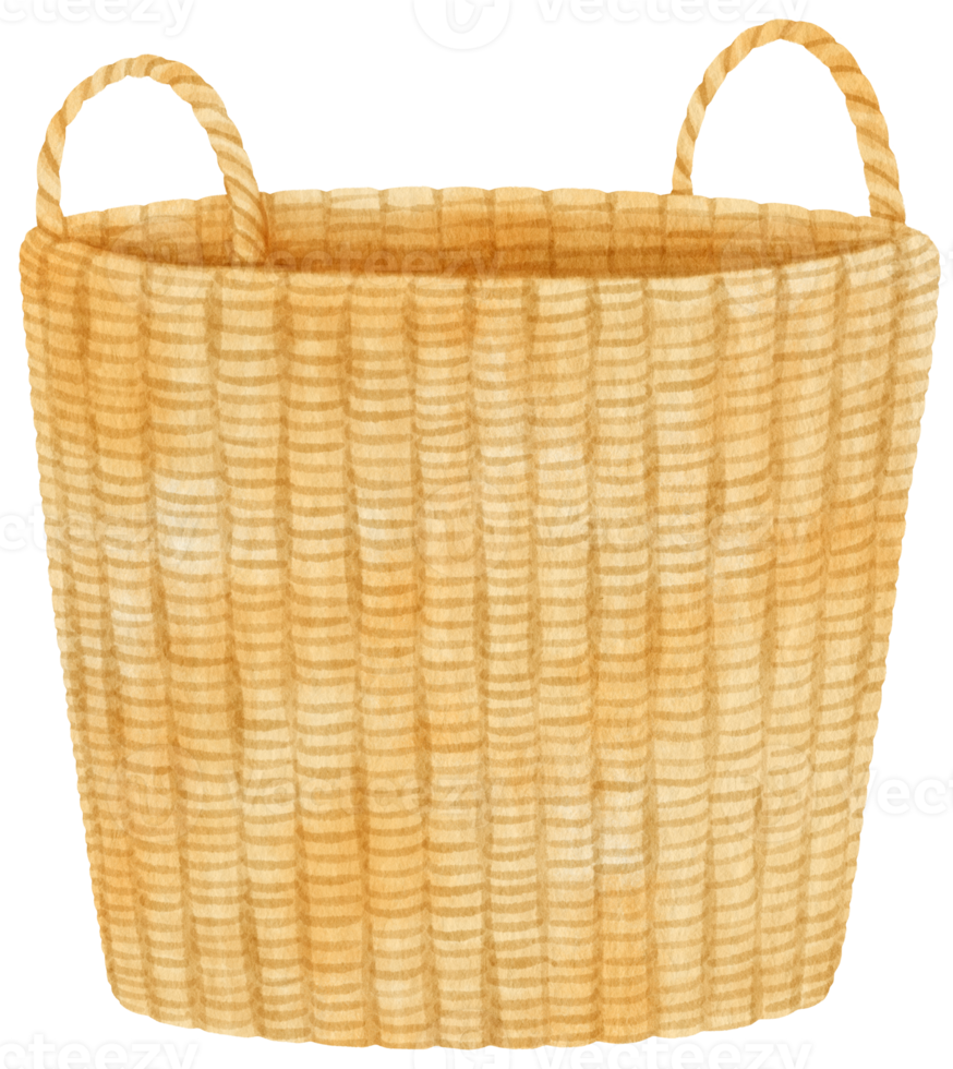 Watercolor wicker basket illustration png