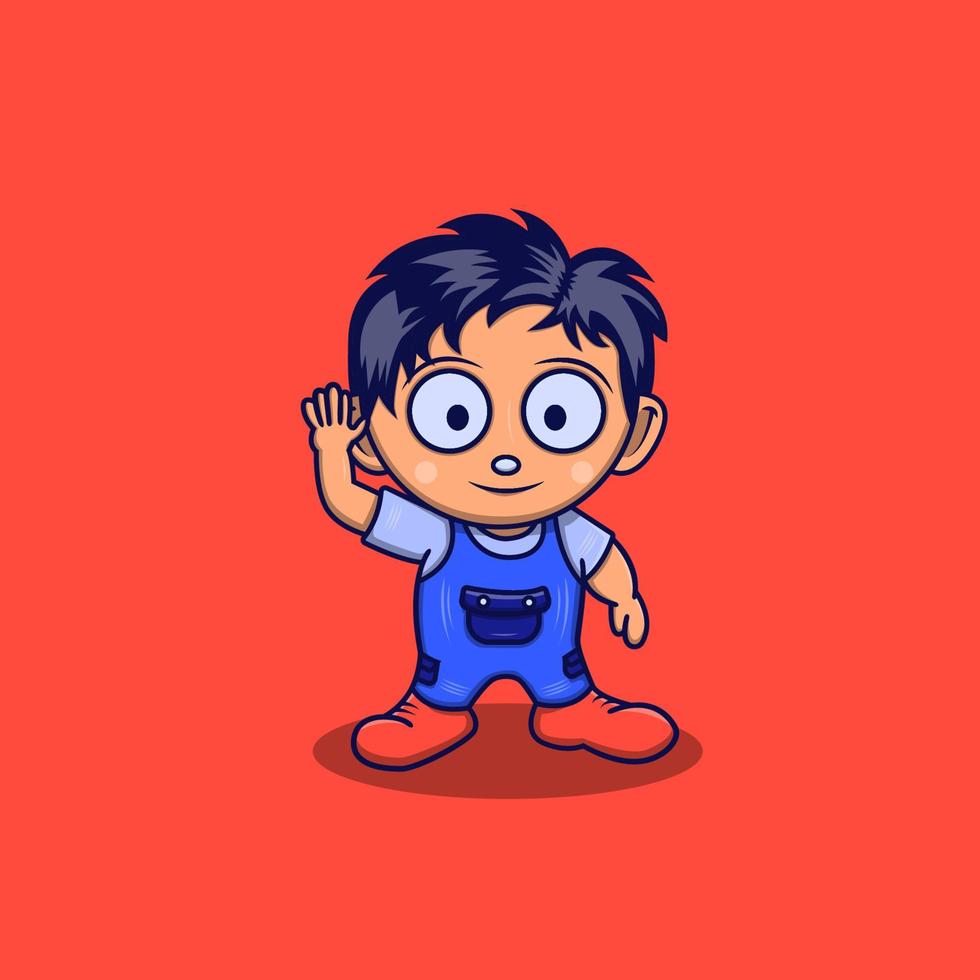 Cute boy cartoon character standing position vector