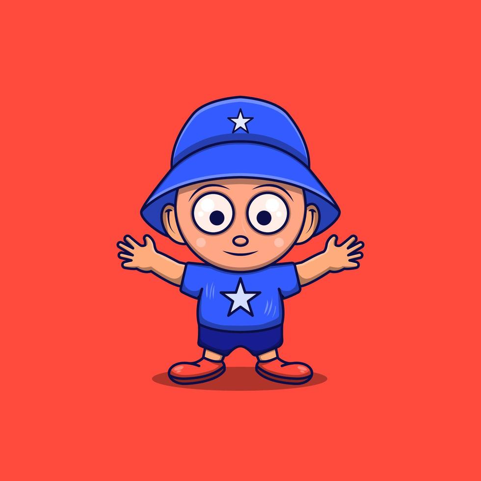 Cute boy cartoon character standing position vector