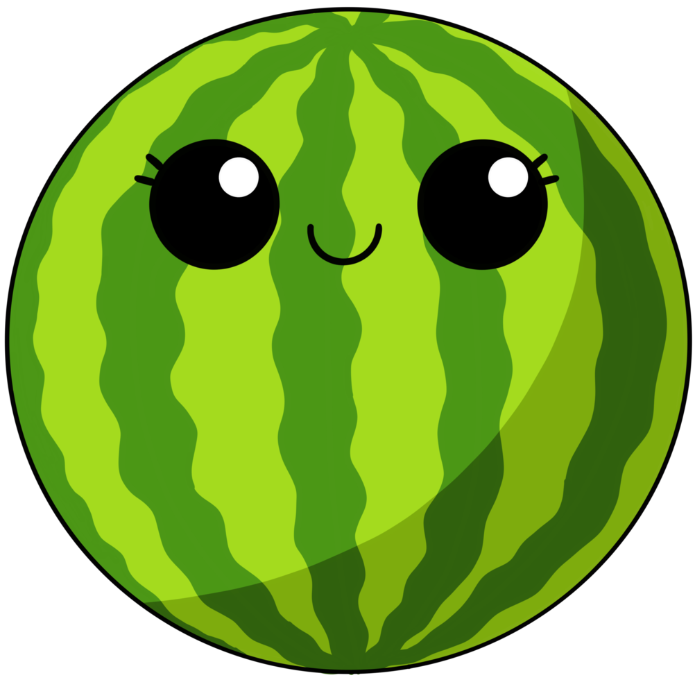 söt och leende tecknad frukt färgglad karaktär vattenmelon png