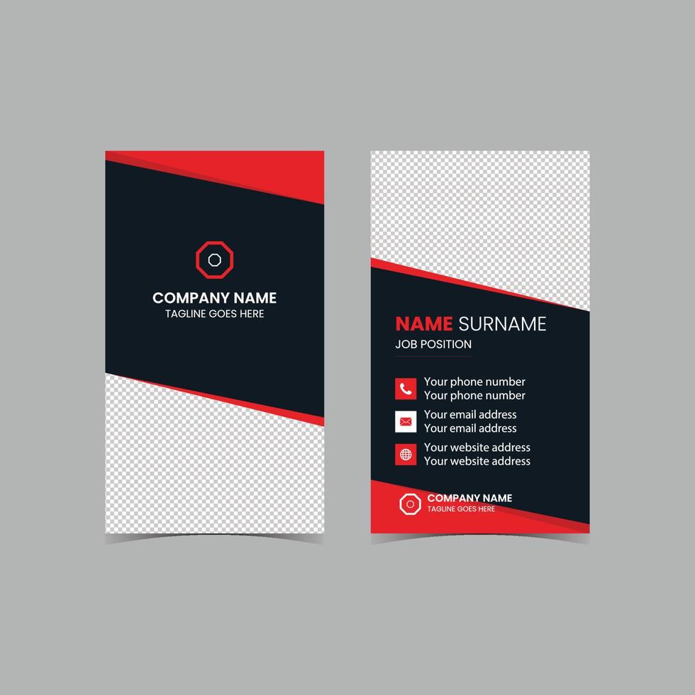 Double-sided Vector Modern Creative and Clean Business Card template. Portrait and landscape orientation. Horizontal and vertical layout. Vector illustration