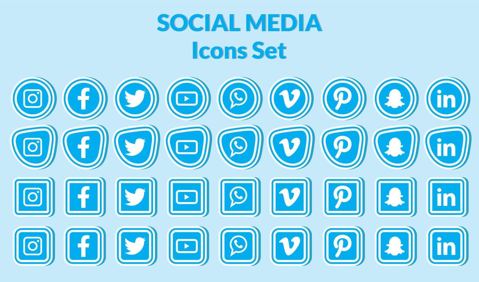 Popular social media icons set. vector