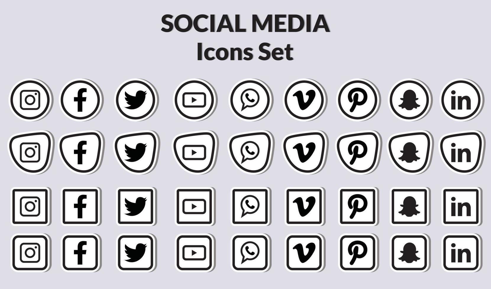 Popular social media icons set. vector