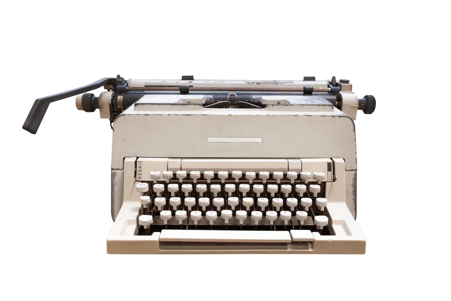 Old thai typewriter isolate on white background photo