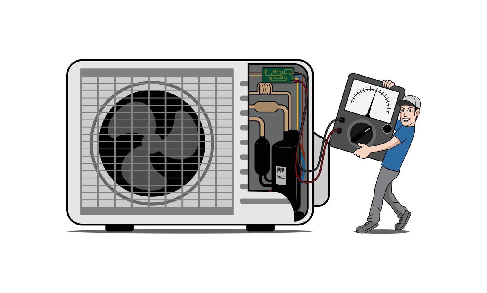HVAC service with character design illustration vector