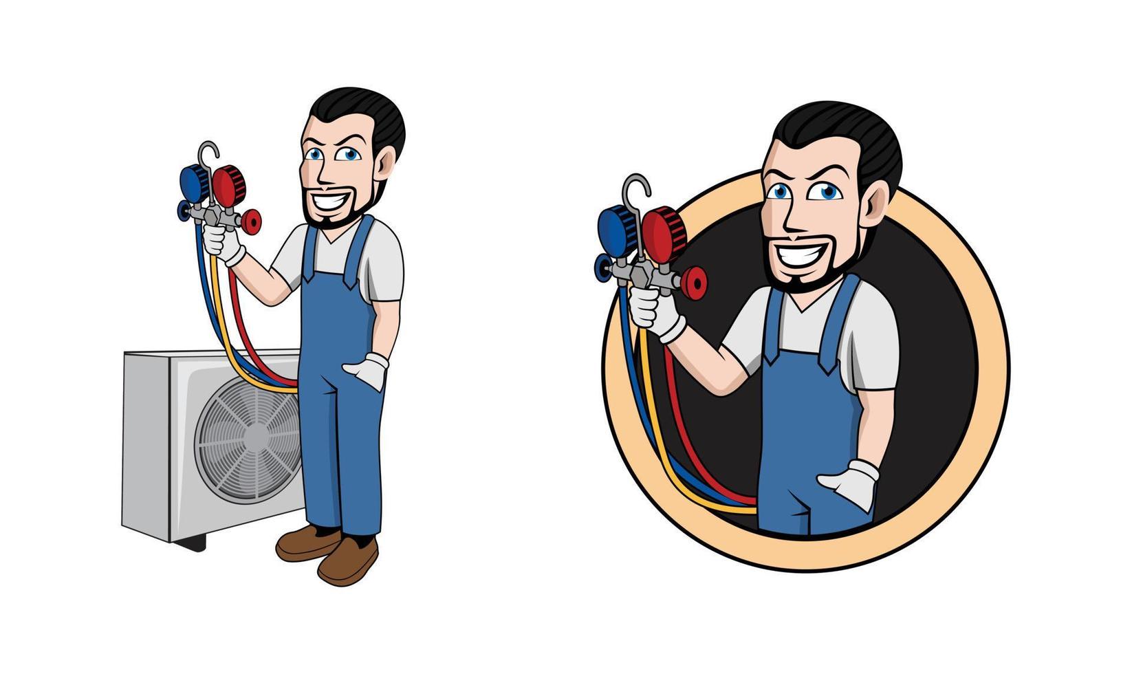 HVAC logo character design illustration vector