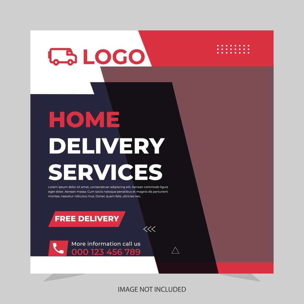 Delivery service instagram post or square web banner template vector