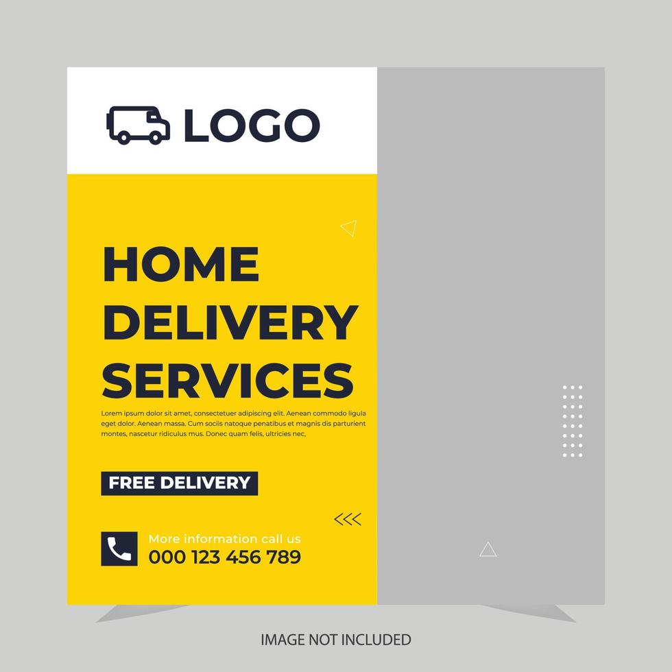 Delivery service instagram post or square web banner template vector