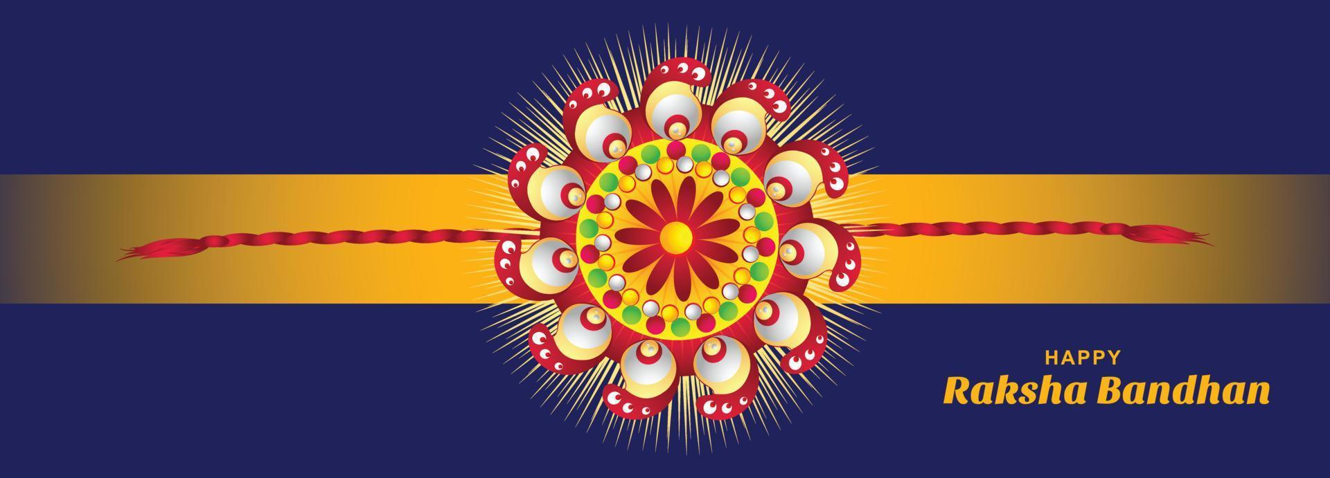 feliz raksha bandhan en el diseño decorativo de la pancarta de la tarjeta del festival rakhi vector