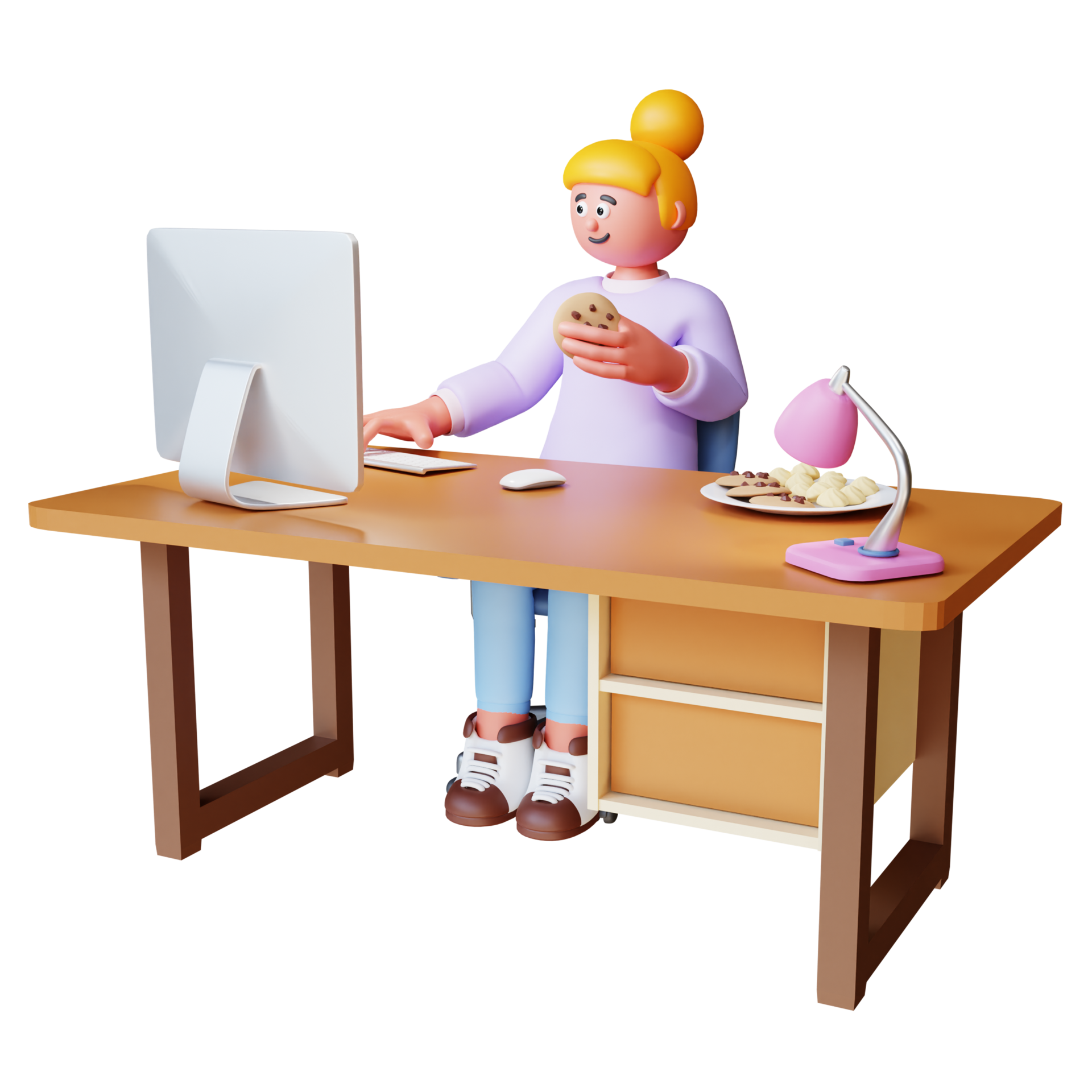 Free 3d render character working on desktop work from home 11998357 PNG with Transparent Background Free 3d render character working on desktop work from home 11998357 PNG with Transparent Background