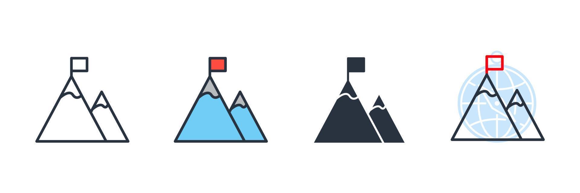 mountain icon logo vector illustration. mountain with a flag symbol template for graphic and web design collection
