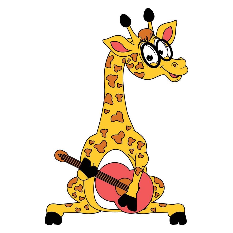 lindo gráfico de dibujos animados de animales de jirafa vector