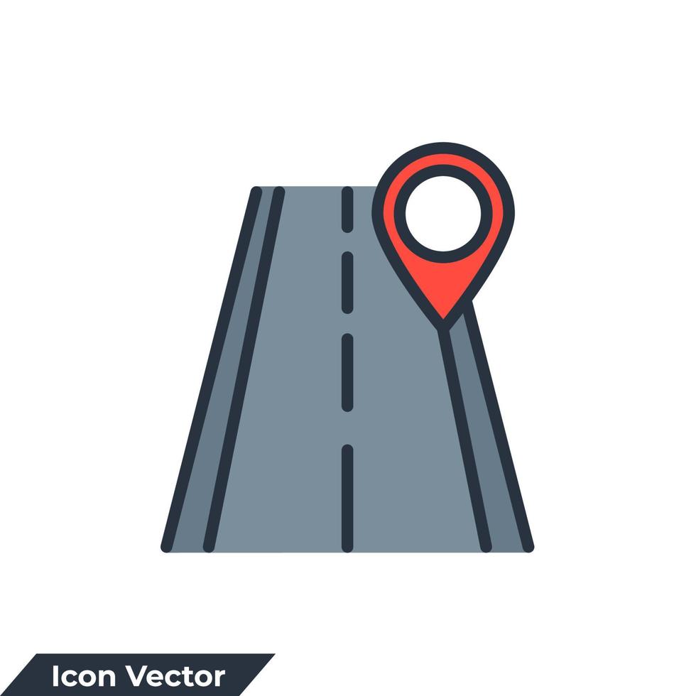 road icon logo vector illustration. road and pin location symbol template for graphic and web design collection