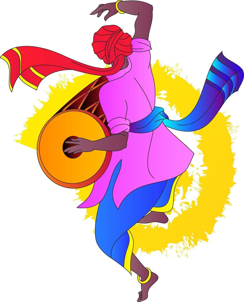 celebration of the Maharashtrian festivals, India. Drummers welcome the new year or lord Ganesha to the Ganesh festival, with dhol and Tasha for welcoming the new year Gudhi Padwa. vector