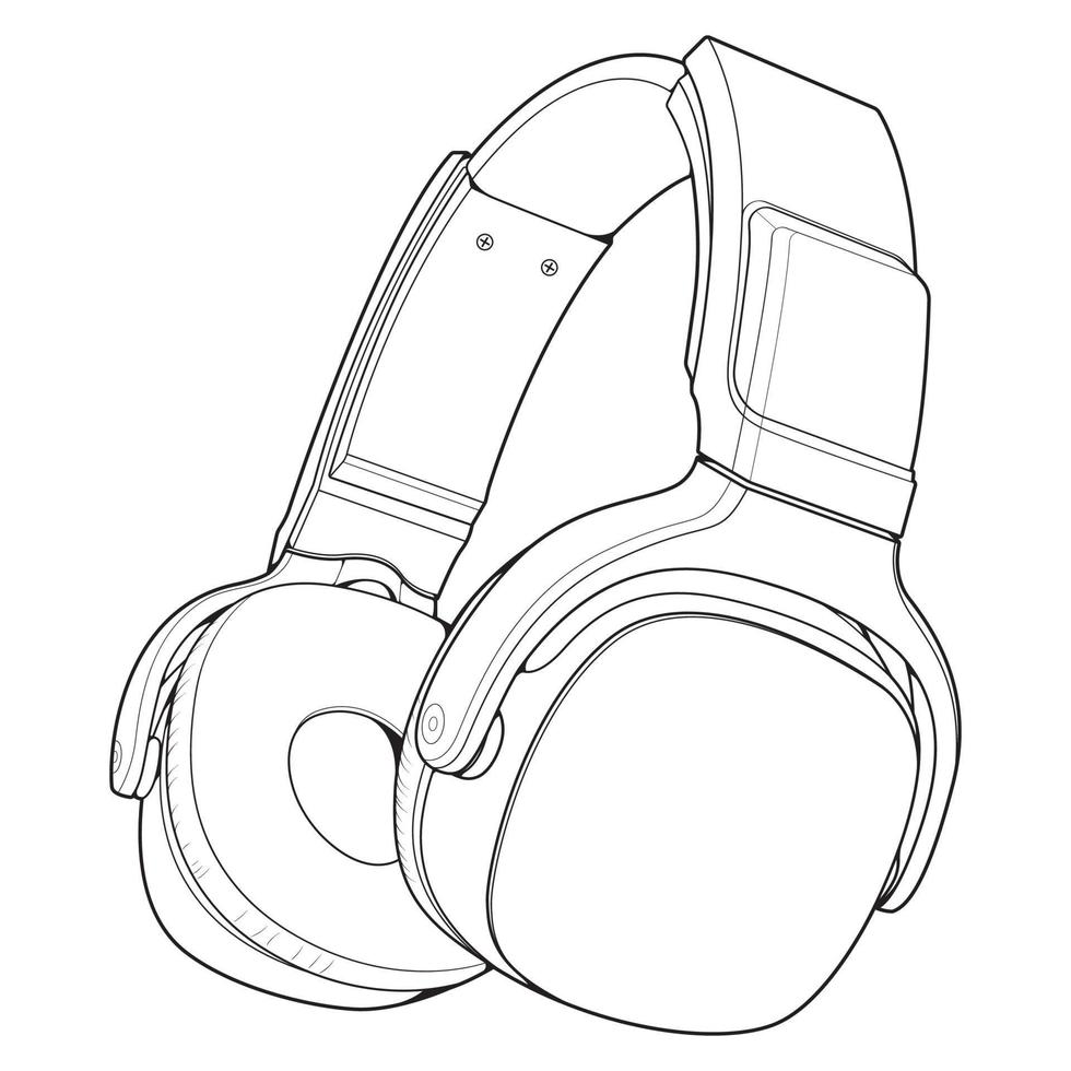 ilustración vectorial de auriculares de arte lineal, concepto musical, vector de arte lineal, auriculares portátiles, vector de auriculares