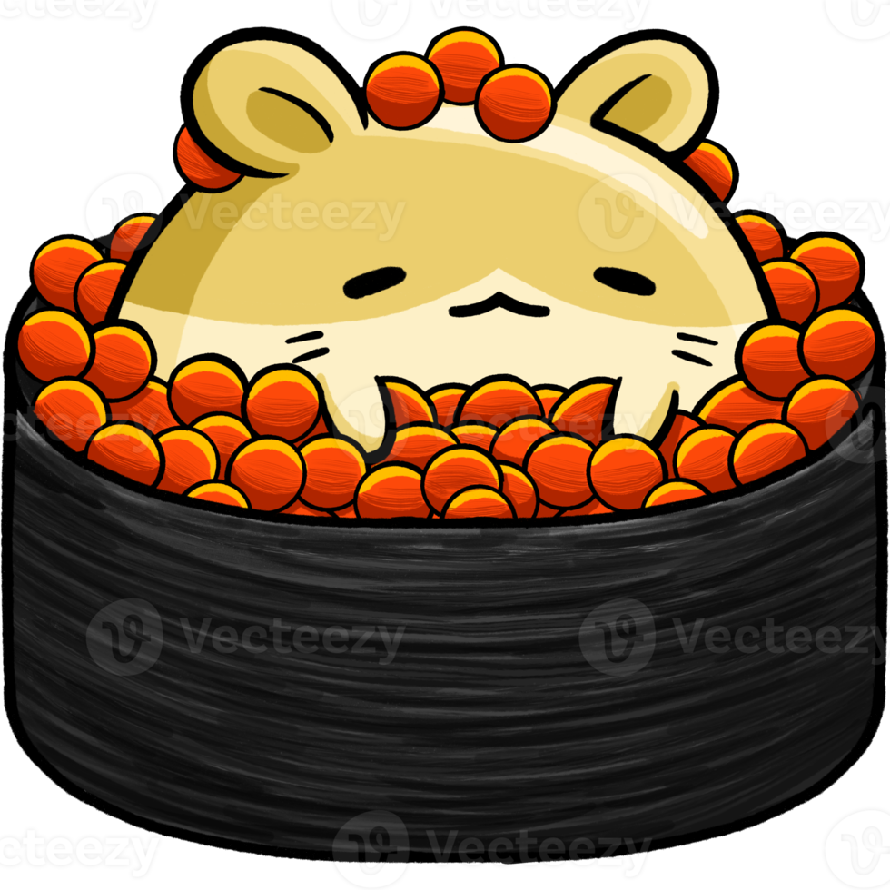 söt hamster bär sushi kostym png