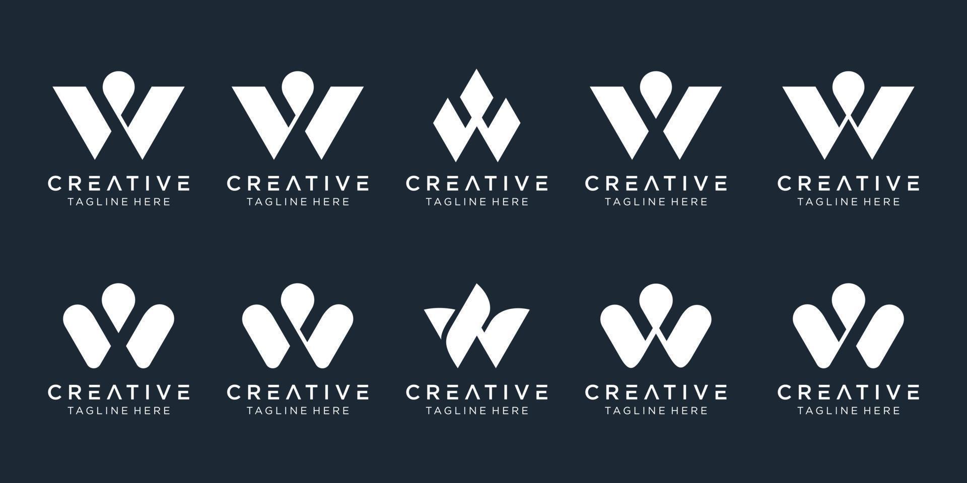 Collection initials W logo design template. icons for business of fashion, sport, simple. vector