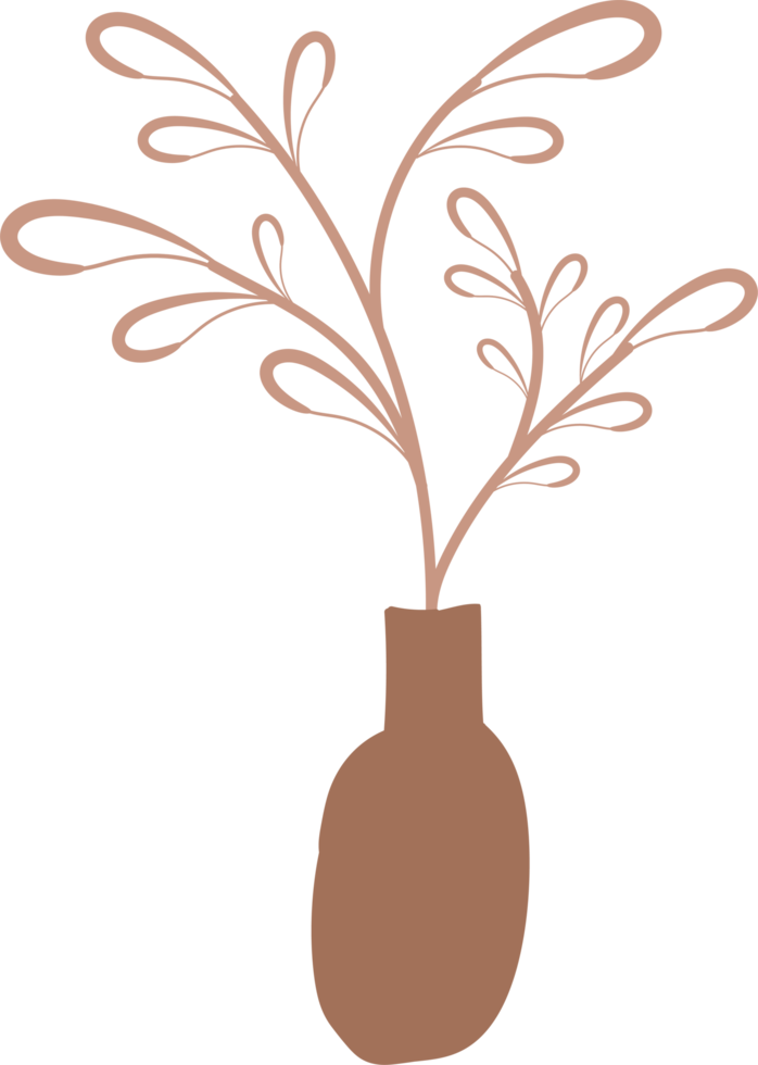 fleur de vase laisse élément esthétique, illustration de conception de vase minimal png