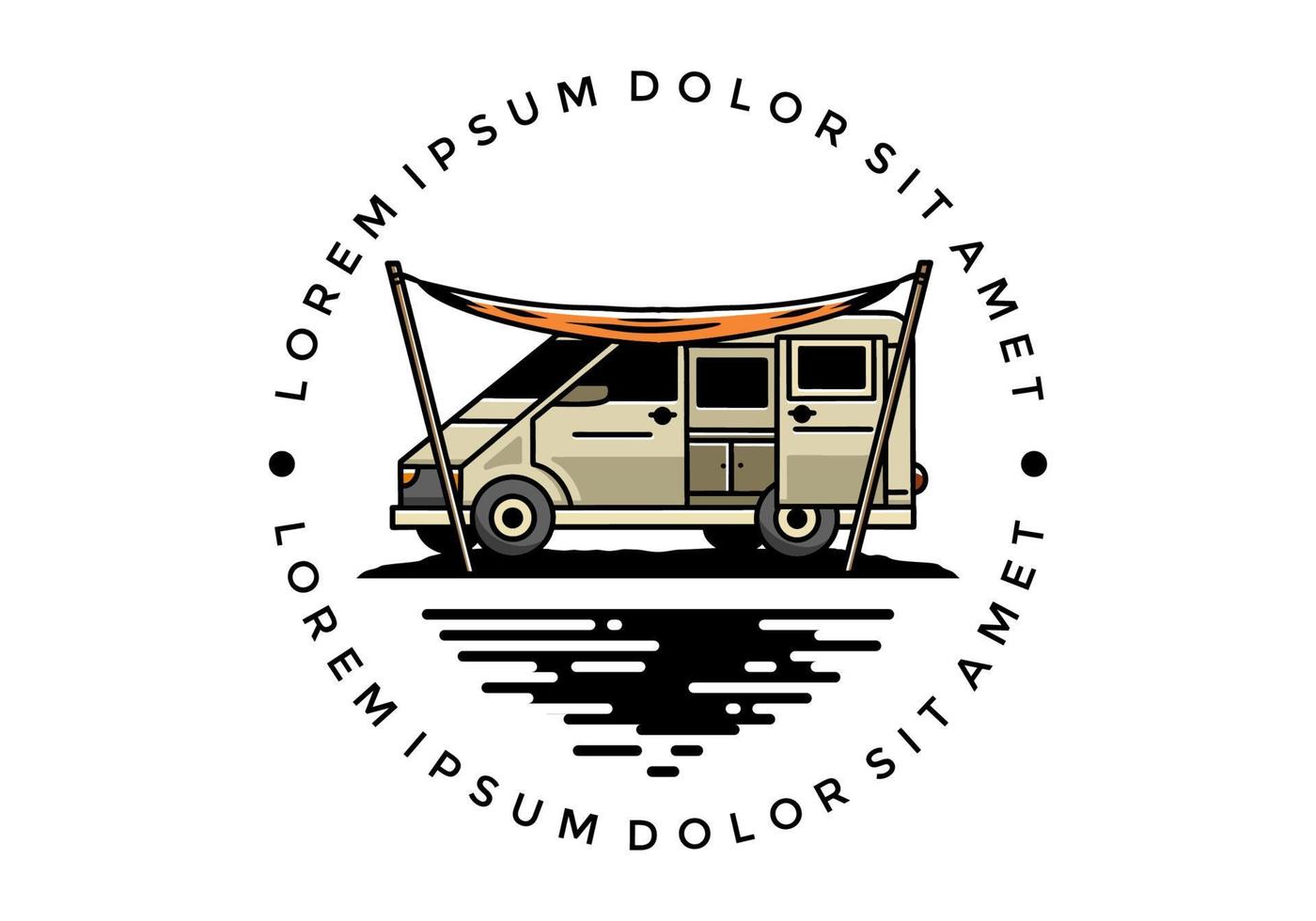 Van camper and flysheet illustration design vector