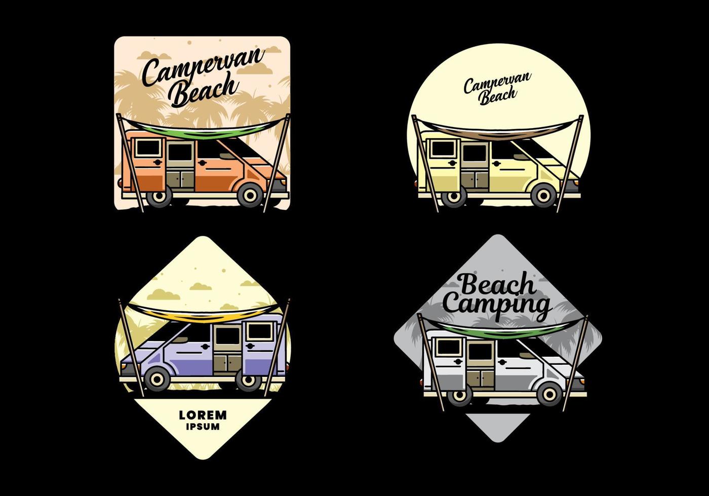 Van camper and flysheet illustration design vector