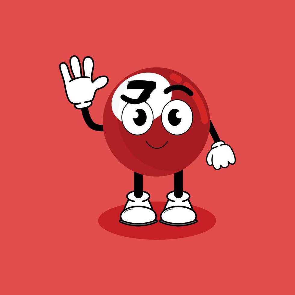 Illustration vector graphic cartoon character of cute mascot Billiard Red 7 with pose. Suitable for children book illustration.