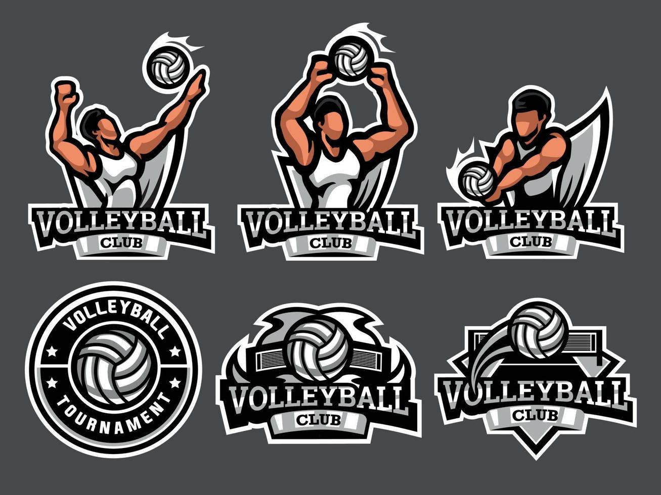 conjunto de logotipos y emblemas de voleibol vector