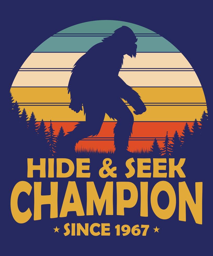 Retro vintage sunset Bigfoot Yeti vector t shirt design