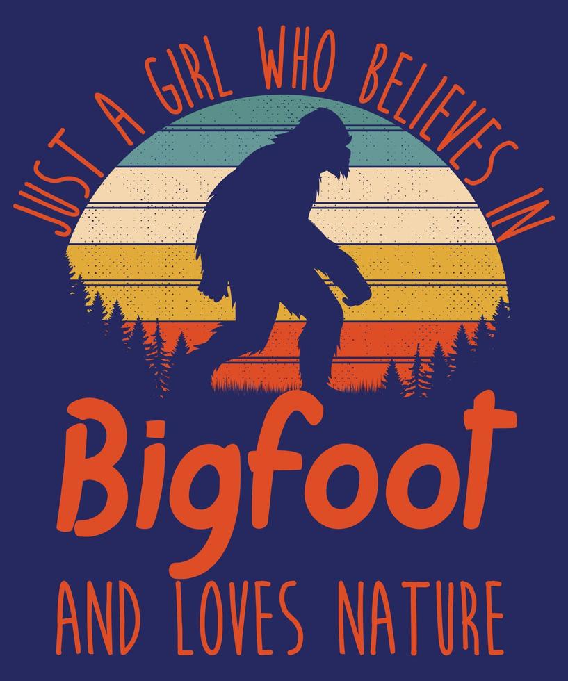 retro vintage puesta de sol bigfoot yeti vector diseño de camiseta